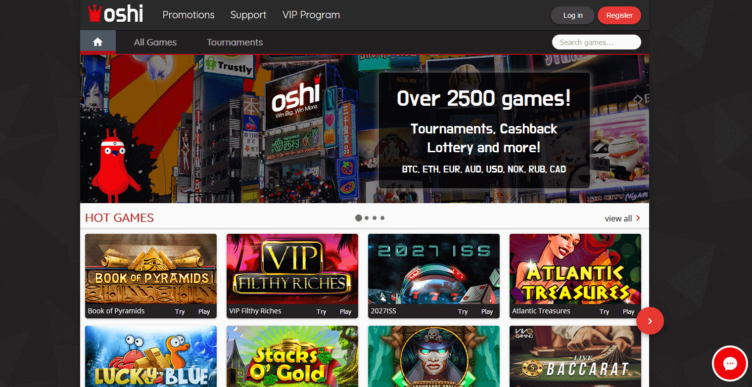 Oshi - 5BTC and 225 Free Spins! - Crypto Casino Queen