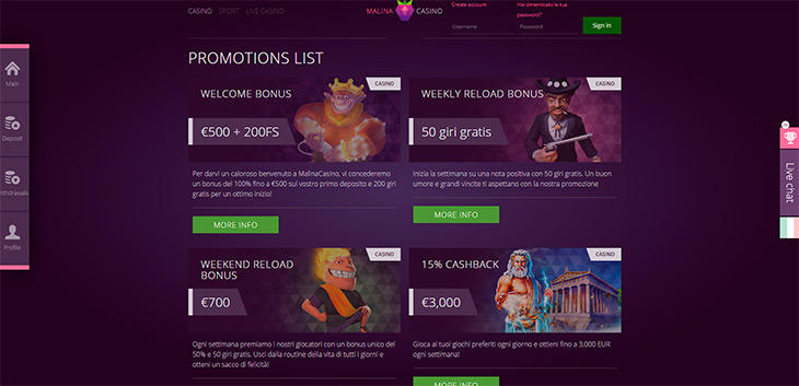 Malina Casino non AAMS: Recensione degli esperti 2024