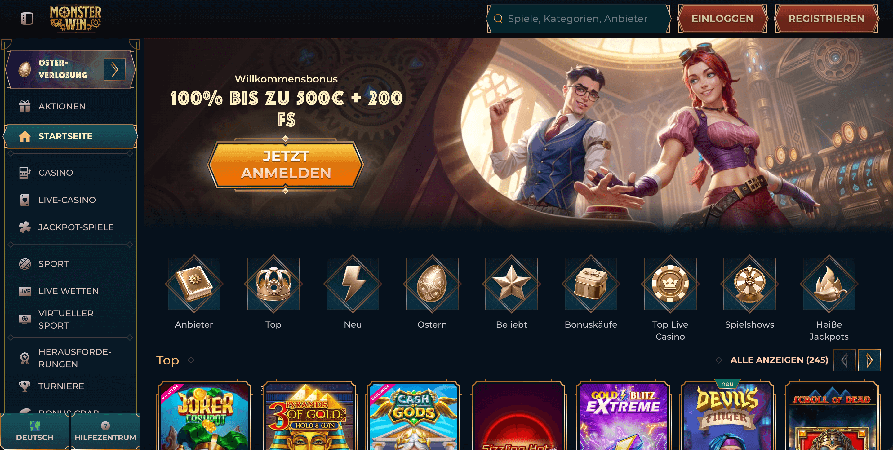beste Registratie Casino welkomstaanbieding promotiebanner
