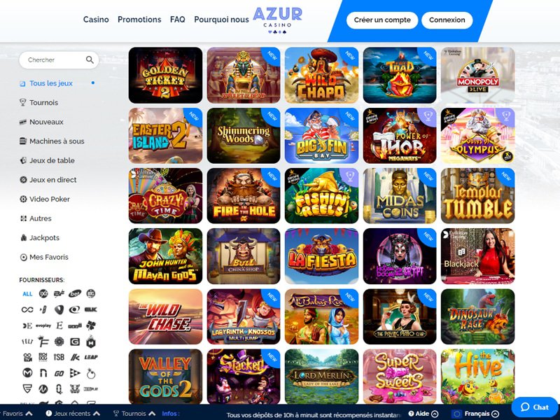 Azur Casino : 300€ De Bonus D'Entrée Et 120 FS Exclusifs