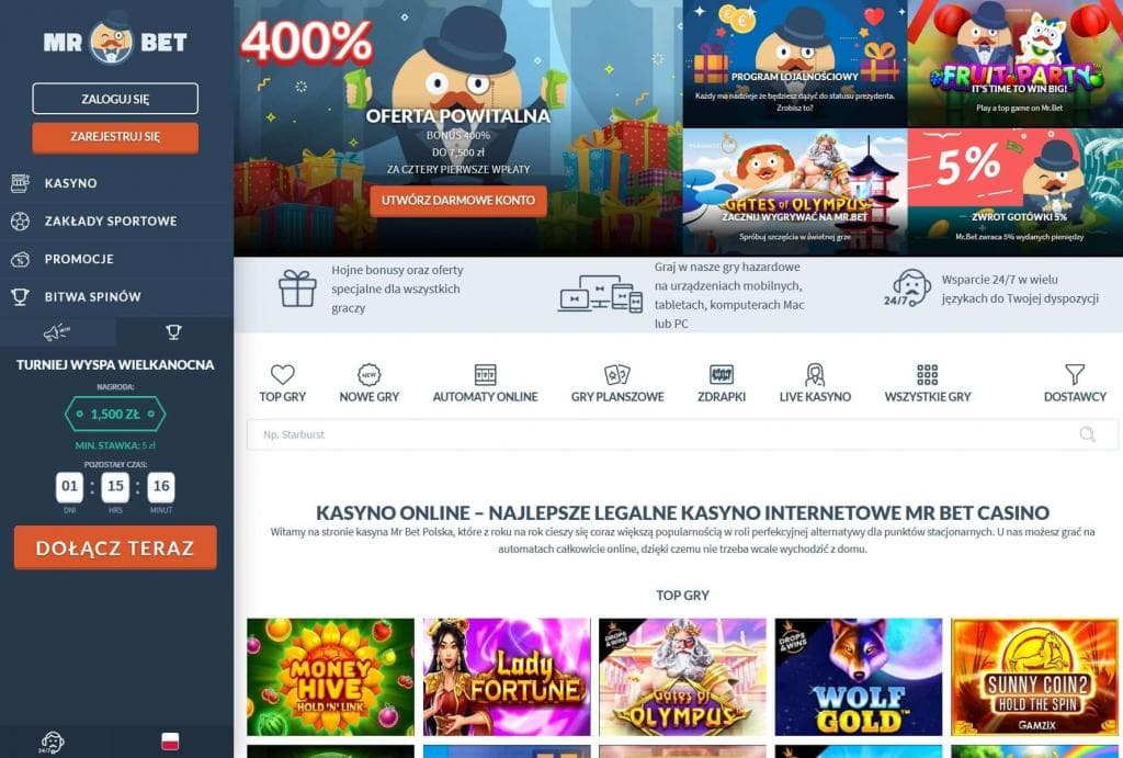 Mr Bet Casino ️ 12500 PLN Bonus + 500 DS - Polskie Casino