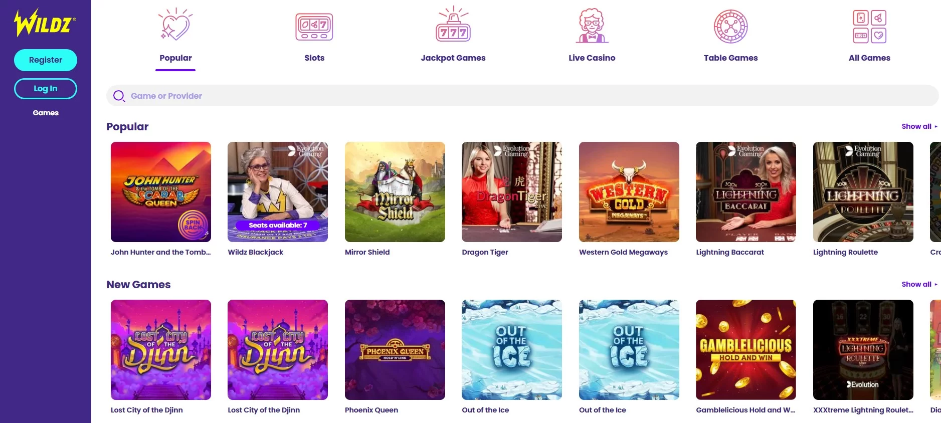 Wildz Casino online in Canada / official site