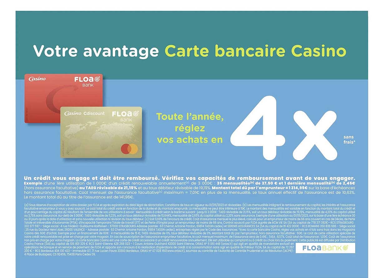 Promo Carte Bancaire Casino chez Casino Supermarchés - iCatalogue.fr