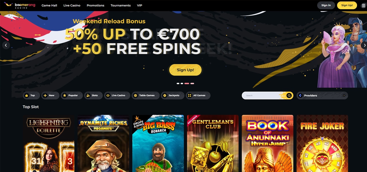 Boomerang Casino Review – Bonus $750 + 200 FS