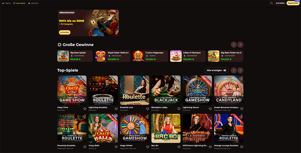 Vinci Spin Casino - 100 % bis zu 500 € + 75 FS beanspruchen