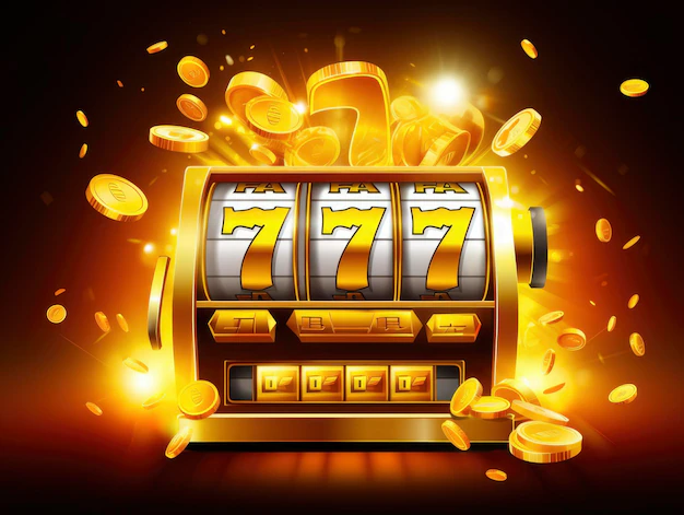 Premium Photo | Golden slot machine wins the jackpot 777 Big win ...