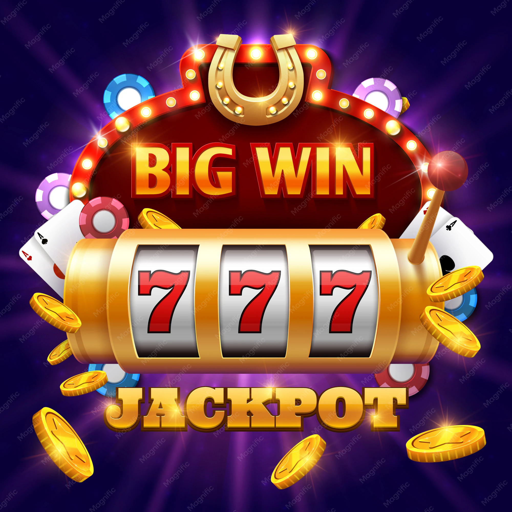 Premium Vector | Big win 777 lottery vector casino concept with slot ...
