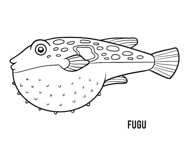 Premium Vector | Coloring book for children, Fugu