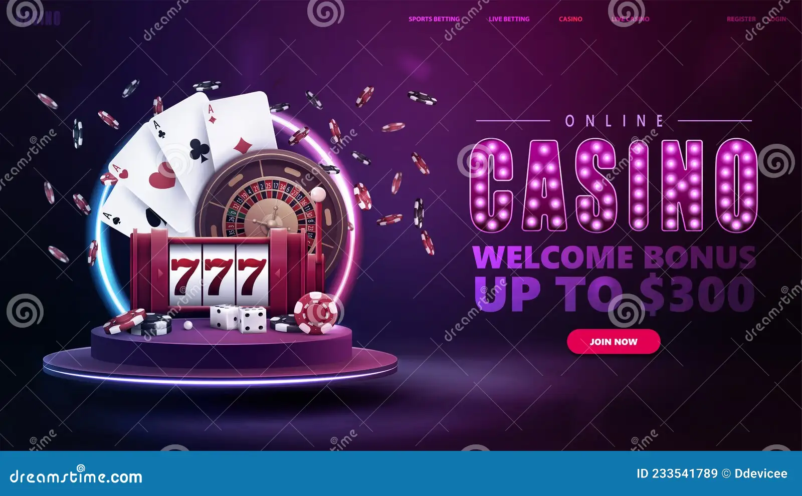 Online Casino, Welcome Bonus, Banner for Website with Button, Slot ...