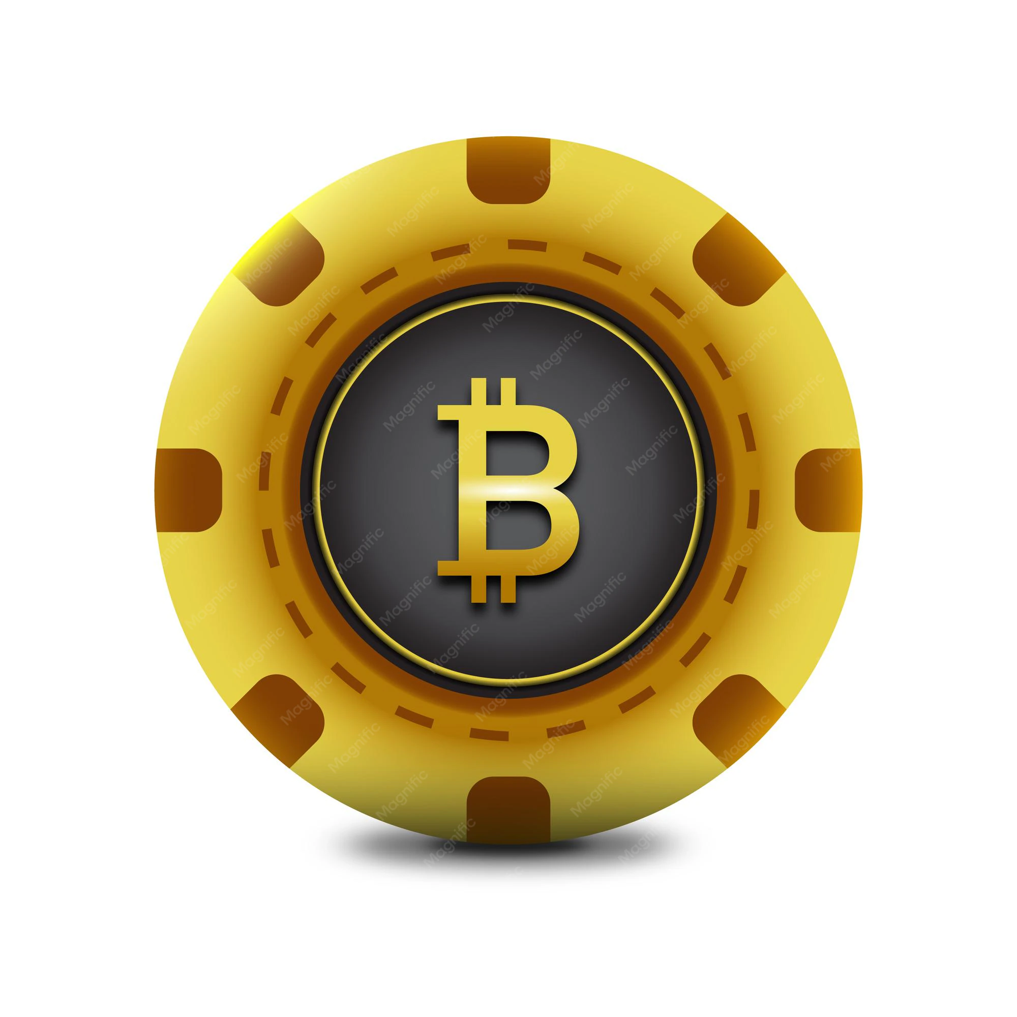 Premium Vector | Bitcoin poker chip casino chip and bitcoin sign flat ...
