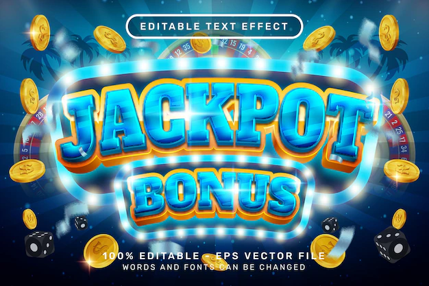 Premium Vector | Jackpot bonus 3d text effect and editable text effect