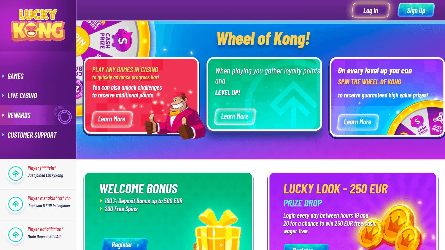 Bonos y códigos ofrecidos por LuckyKong Casino | Casinos de la zona libre