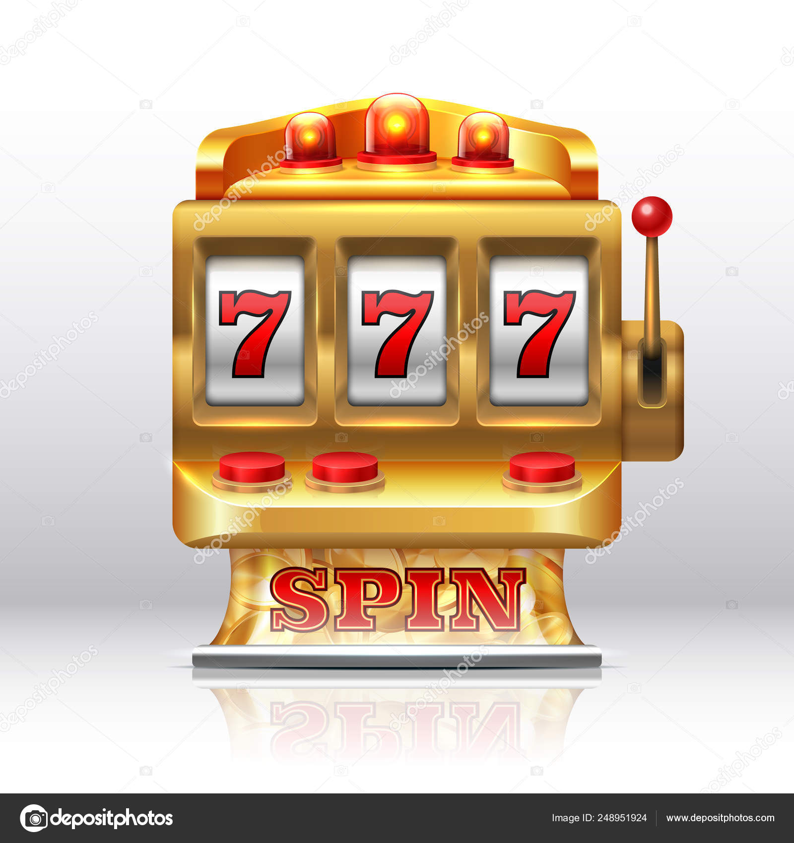 777 jackpot slot machine. Golden casino spin, isolated gambling prize ...