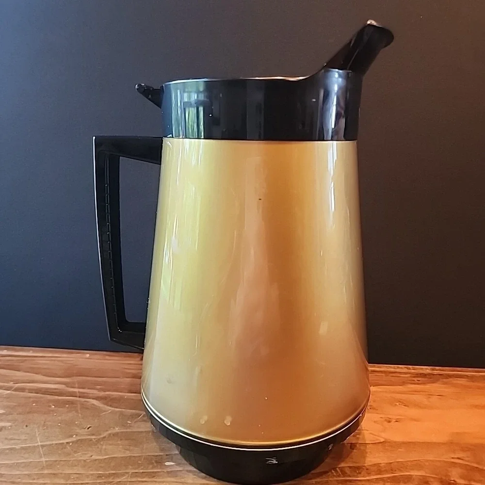 Vintage West Bend‎ Thermo-Serv Black & Gold Insulated Coffee Carafe Pitcher Only