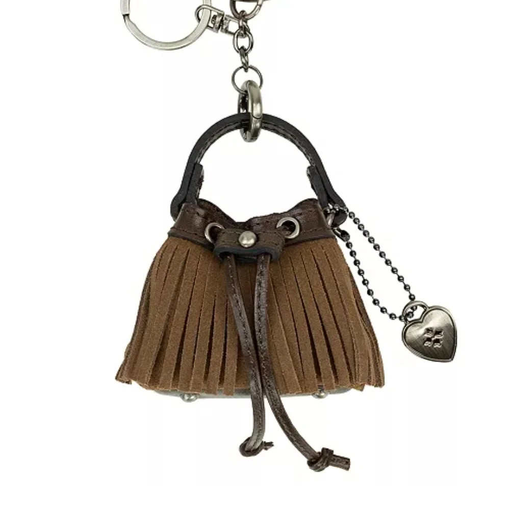 Patricia Nash Brown Suede Fringe Mini Purse Key Chain.