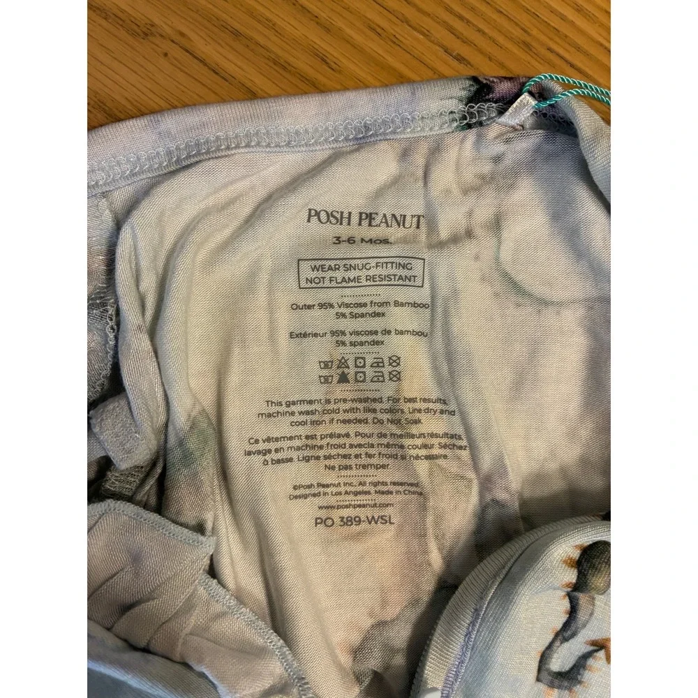 Posh Peanut Percy Dragon Bamboo Ruffle Footie Pajamas Blue 3-6 Months NWT