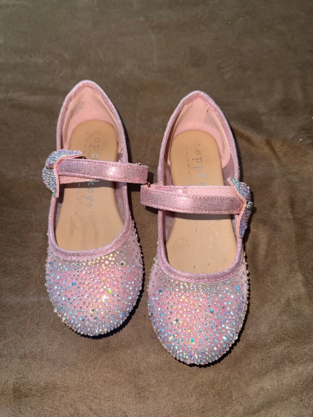 Copper Key Pink Glitter Butterfly Mary Jane Shoes