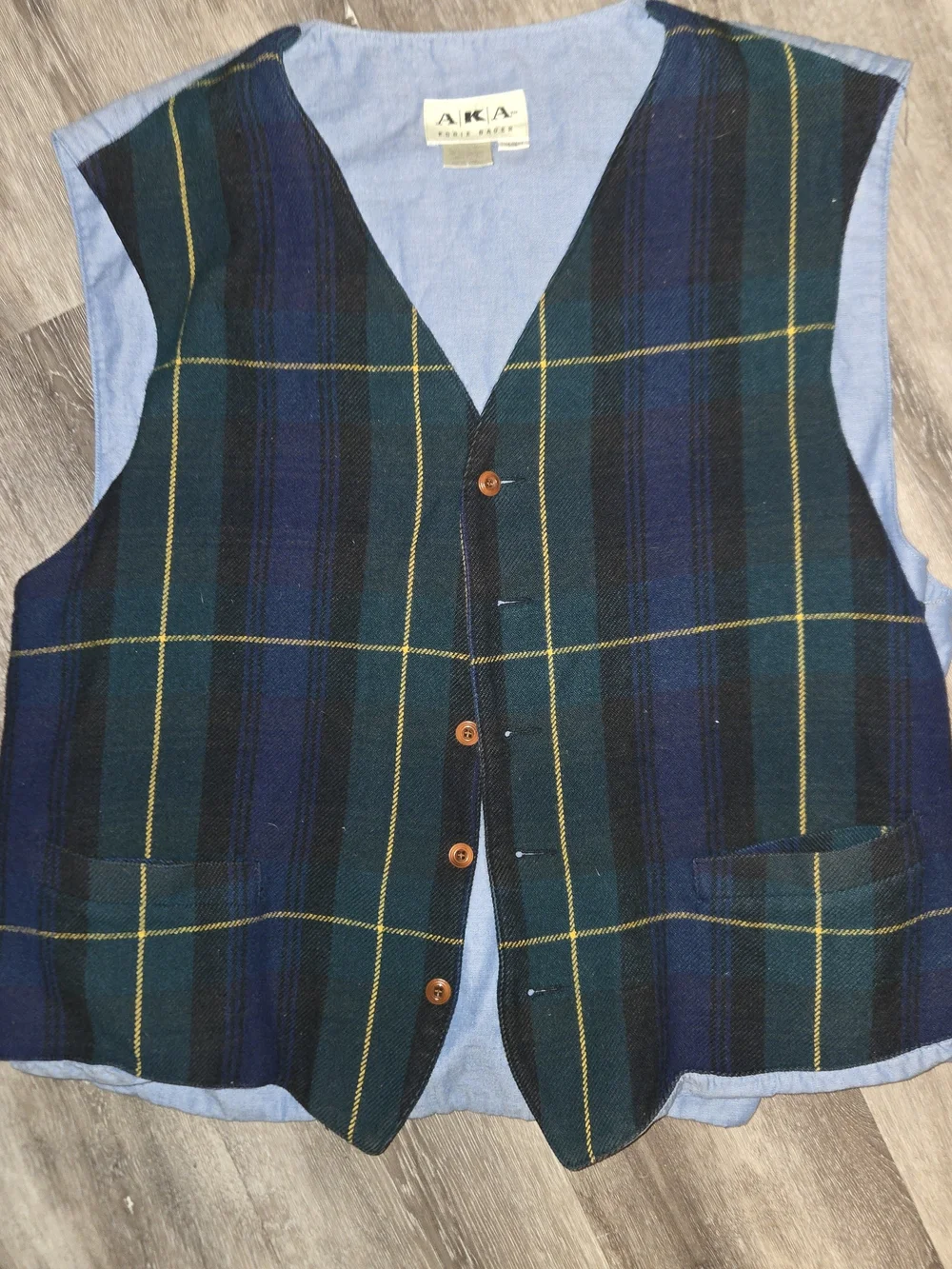 Vintage AKA Eddie Bauer Wool Tartan Plaid Pointed Vest Mens 2x Waistcoat USA 90s