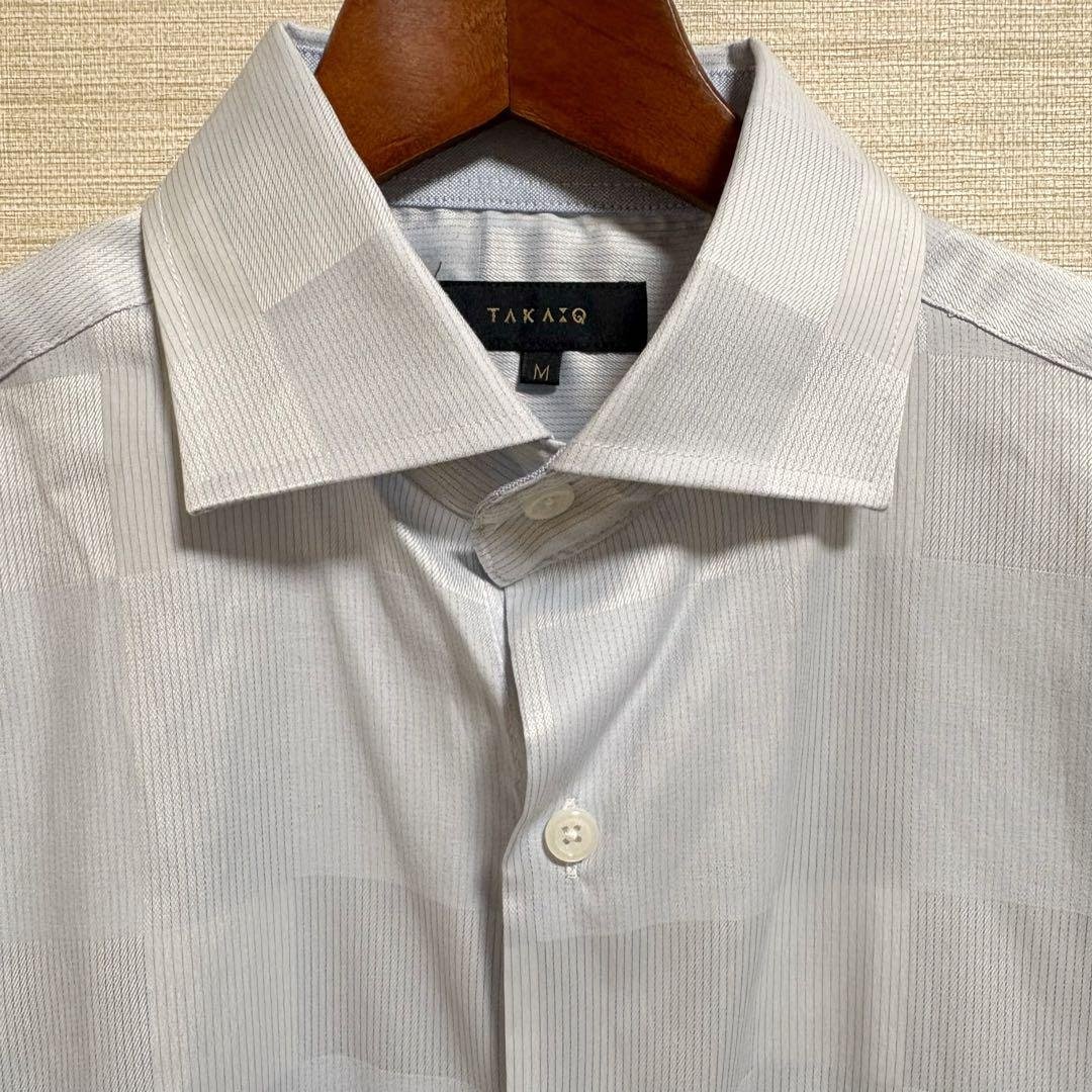 Excellent Condition Takayuki Long Sleeve Dress Shirt M Blue Shadow Check Men's Suit